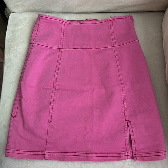 Free People Pink Denim Mini Skirt - Picture 2 of 5